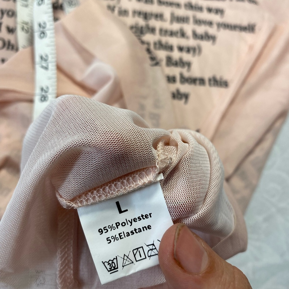 Mesh Script Print Tank Top - Beige - Picture 7 of 16